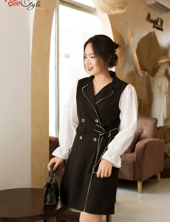 HCM]BIGSIZE nữ đầm kiểu cổ Vest bigsize DABS015 Beostyle cho người ...