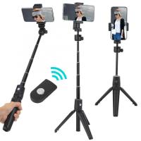 2 In 1 Selfie Stick Tripod Stand with Remote Control for Android for IOS Mobile Phone Bluetooth-compatible Selfie Stick Tripod Camera Remote Controls