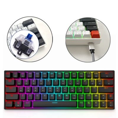 NEW GK64 Optical Hot Swap Gaming Mechanical Keyboard Wired Programmable 64 Key Gamer Keyboard RGB Backlight For PC/WIN GK61