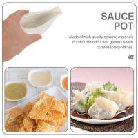 2Pcs Ceramic Gravy Boats 240ml Western Style Sauce Storage Plates (White)