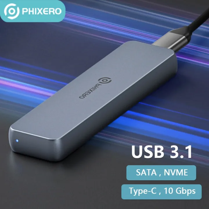 PHIXERO M2 NGFF SATA SSD Enclosure M.2 NVME Hard Drive External Case