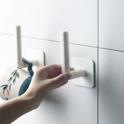 2PCS Hole Free Paper Roll Rack Wall Mounted Kitchen Storage Rack Toilet Paper Rack ABS Plastic Vertical Paper Towel Rack ZB540 Bathroom Counter Storag