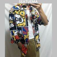 SEATUEMA Blossom เสื้อเชิ๊ตผู้ชาย,เสื้อโค้ทลำลองแขน3/4แฟชั่น Ruffian And หล่อเหลาฤดูร้อน