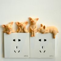 Creative Pig Switch Sticker Wall Sticker 3d Three-dimensional Animal Decoration Living Room Bedroom Home Socket Decoration Wall Stickers Decals