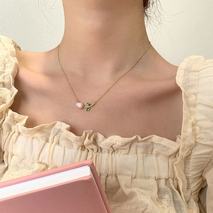 vintage-elegant-tulip-pendant-necklace-for-women-rose-crystal-zircon-tassel-clavicle-chain-choker-party-wedding-jewelry-gifts