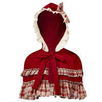 GKv ชุดฮาโลวีนหนูน้อยหมวกแดงวันเด็กการแสดงบนเวที Lolita Soft Girl Style Lattice Little Red Riding Hood