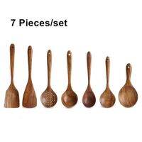 QTCF-Thailand Teak Natural Wood Kitchenware Sets Spoon Turner Rice Colander Soup Scoop Skimmer Kitchen Cooking Tools Set Cookware Kit