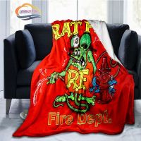 3d Print Cartoon Rat Fink Flannel Soft Lightweight Blanket Car Lovers Blanket Fashionable Decorative Blanket Dad Gift Blanket