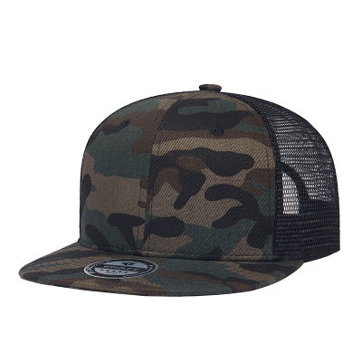 Camouflage Baseball Cap For Men Mesh Trucker Hat Women Fashion Summer Snapback Cap Flat Brim Skateboard Hip Hop Hat Streetwear