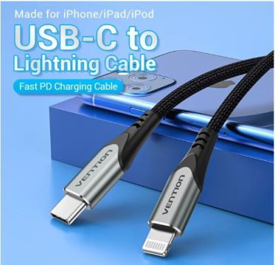 สาย Lightning USB-C เป็น iPhone Fast PD สายชาร์จ MFi ได้รับการรับรอง 3A Data Cable