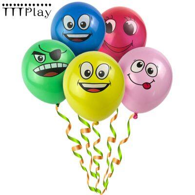 【CW】 New 12inch Printed Big Eyes Smiley Happy Birthday Decoration Supplies Inflatable Air Kids