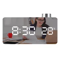 Digital Clock Large Display,LED Alarm Clocks Mirror Surface for Makeup with Diming Mode,for Home Bedroom Decor