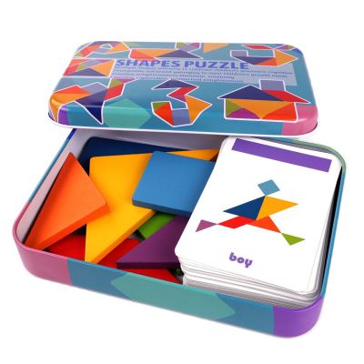 ของเล่นของขวัญเด็กเกมสำหรับเด็ก Montessori ลายไม้ปริศนาจิ๊กซอว์รูปสัตว์มีสีสันของเล่นแทนแกรม3D