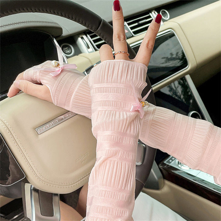 1-pair-summer-lace-sleeve-cycling-cooling-gloves-driving-gloves-arm-sleeve-female-sunscreen-1-pair-womens-elegant-long-fingerless