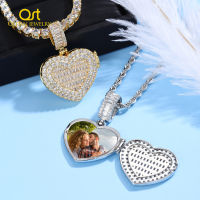 Customized Photo Necklace Heart Clamshell Women Charm HipHop Bling Iced Out Jewelry Solid Back Tennis Chain For Men Women Gift