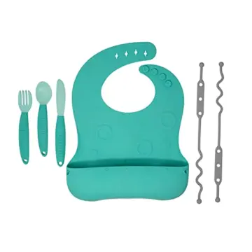 Baby Spoons Self Feeding 6 Months Silicone Pacifier Holder Strap Toddler  Utensils Highchair Accessories-Gelinor Feeding Aid for Keep Spoon Close at