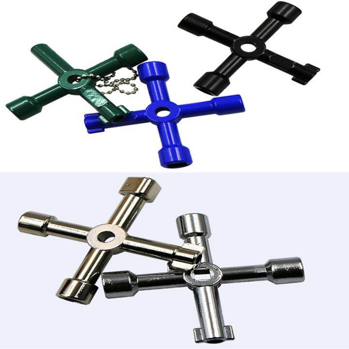 สินค้าขายดีมัลติฟังก์ชั่4วิธี-universal-triangle-wrench-cross-key-ช่างประปา-keys-triangle