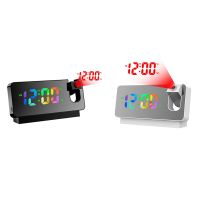 180° Rotation Projection Alarm Clock for Bedroom LED Colorful Digital Projection on Ceiling USB Charger Time