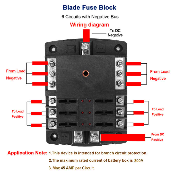 กล่องฟิวส์ผู้ถือบล็อกและไฟเตือนสำหรับรถยนต์-marine-trike-60v-300a-6วิธี12วิธีใบมีดฟิวส์บล็อกพลาสติก