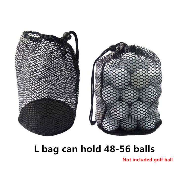 กีฬาตาข่ายถุงตาข่ายไนลอนสีดำถุงกอล์ฟกอล์ฟเทนนิส32-56บอลแบกถุง-drawstring-ถุงเก็บ