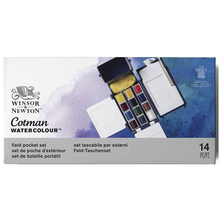 winsor-amp-newton-กล่องสนามสีน้ำถาดครึ่ง12สีสีน้ำน้ำ