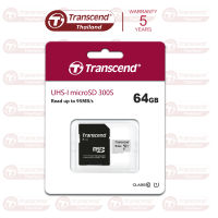 MicroSD Card 64GB : USD300S (R max 95 MB/s / W max 40 MB/s) : with adapter Transcend : รับประกัน 5 ปี - มีใบกำกับภาษี