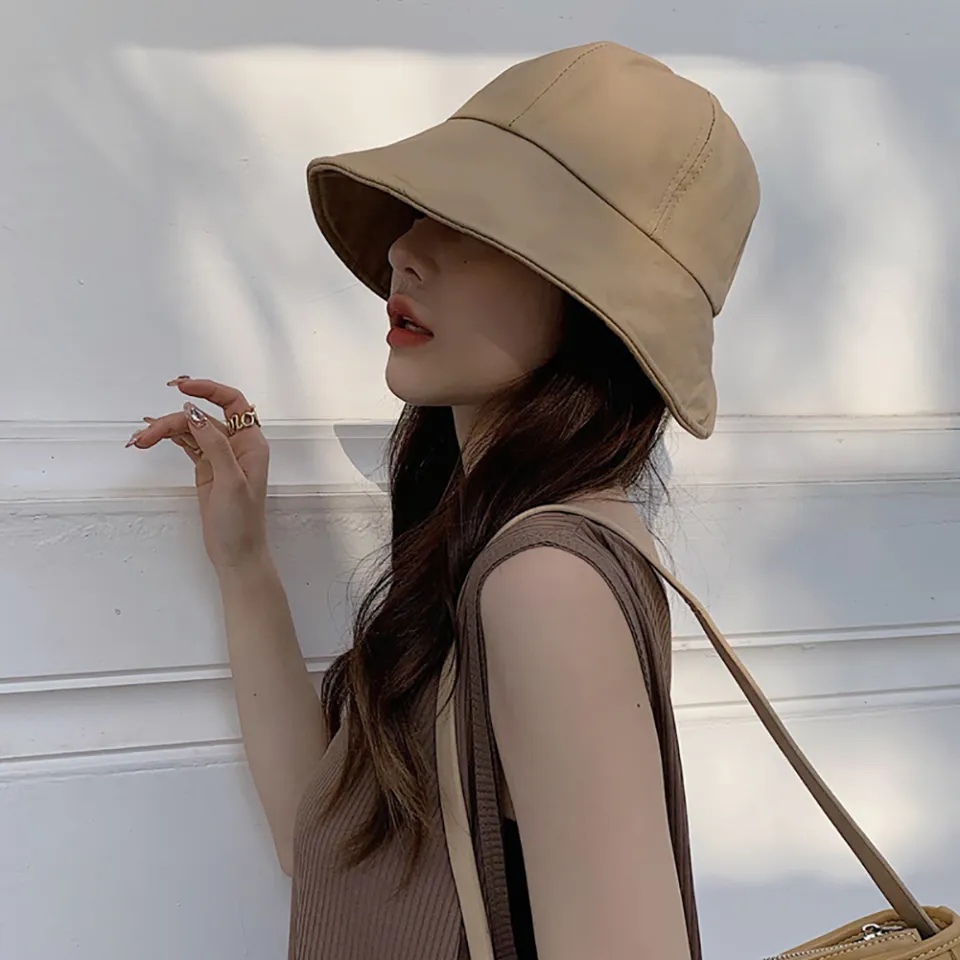 Women Summer Sunhat Cotton Ponytail Bucket Hat Beach Outdoor Adjustable Hats