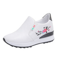 Womens Sneakers Wedges Platform Slip on Ladies Vulcanized Shoes Embroidered Female Height Increasing Woman Casual Footwear