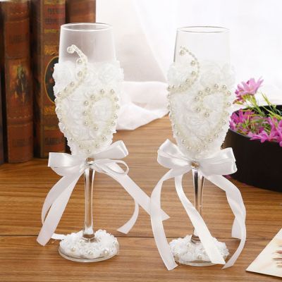 【CW】☼☼◑  2Pc Wedding Flutes Bridal Groom Drink Goblet Imitation Wine Glass Cup