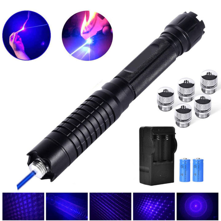 Powerful Blue Laser Pointer Torch 450nm 10000m Focusable Laser