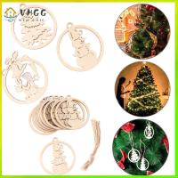 VHGG 10PCS Hollow Embellishments Merry Christmas Wooden Pendants Scrapbooking Snowman Christmas Tree Xmas Decoration Hanging Ornaments