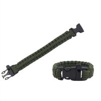 Paracord 550ตั้งแคมป์กลางแจ้ง7แกน1ชิ้น24.5ซม. เชือกกำไลข้อมือเพื่อการอยู่รอดฉุกเฉินสายร่มพร้อมอุปกรณ์เป่านกหวีด LSS3825สายเชือกสลิง