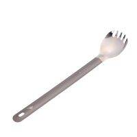 TOAKS อัลตราไลต์ไทเทเนียมช้อนมือจับยาว Spork กับชามขัด215มม