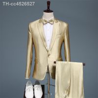 ◄✙ Trajes dourados para homens performance do anfitrião trajes de casamento macio brilhante masculino terno plus size calças conjunto elegante 2 peças meninos