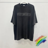 ล้าง Vetements Limited Edition เสื้อยืดผู้ชายผู้หญิงแท็กผ้าฝ้าย Tee คลาสสิก VTM แขนสั้น