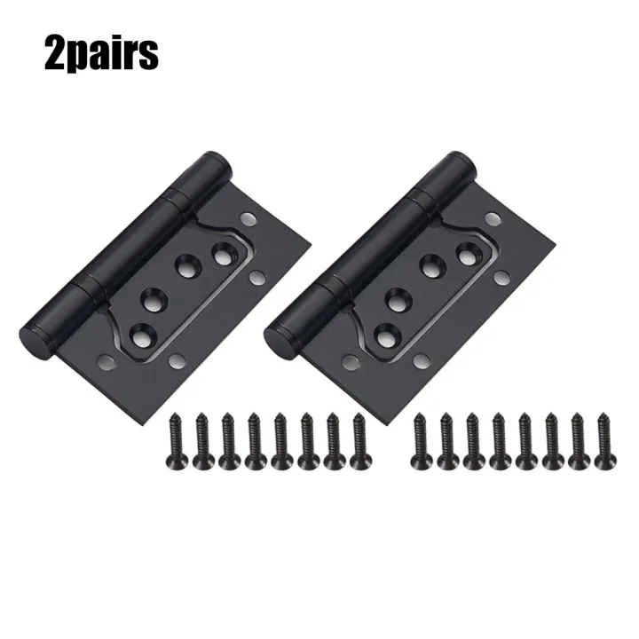 2 Pcs 4 Black Stainless Steel Flush Door Hinges 100mm Heavy Duty