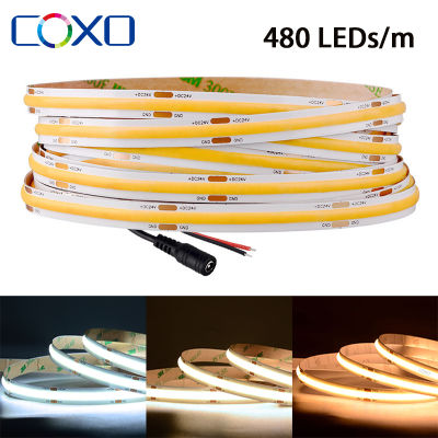 480 LEDsm COB LED Strip Light RA90 16.4ft Flexible Tape Ribbon Lighting DC12V 24V Dimmable 3000K 4000K 6500K Led Strips Lights