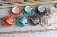 D - New Delicate Bone China Starry Sky Coffee Cup Sets 2Cups and 2Saucers, Tea Cups Water Cup , Gift for Friends