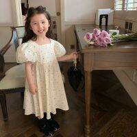 【Ladies shop】เสื้อผ้า Polka DotForGirls ชุดเกาหลี BacklessUp Puff Sleeve CuteChildren 39; S 2022 New