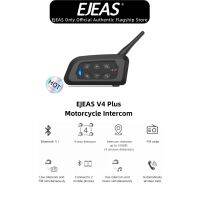 EJEAS V4 Plus หมวกกันน็อคมอเตอร์ไซค์ Bluetooth Intercom Headset, Bluetooth 5.1, 4 Rider Talk ในเวลาเดียวกันกันน้ำ1แพ็ค