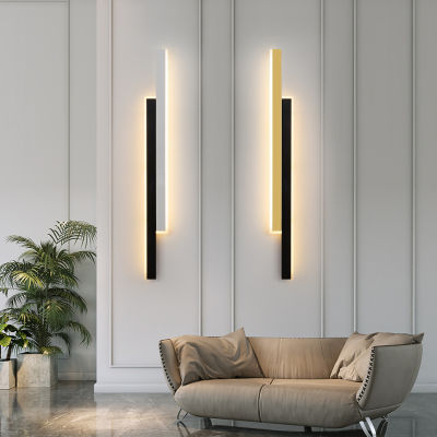 Modern Minimalist Led Wall Lamp for Bedroom Living Room Sofa Background Long Strip Black White Gold Sconce Light Indoor Fixture