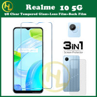 (3in1) สำหรับ OPPO Realme 10 5G ฟิล์มปกป้องหน้าจอกระจกเทมเปอร์แบบเต็มหน้าจอ10Pro + ฟิล์มด้านหลังคาร์บอนไฟเบอร์ + กล้องฟิล์มเลนส์5i 6i 6 5 Pro 8 9 10 5G 4G 8Pro 10Pro 9i C11 C12 C15 C17 c20 C20A C21 C25 C25S C25Y C30 C35 C31 C33