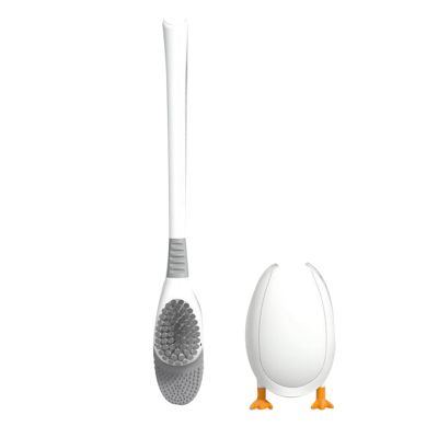 Silicone Toilet Brush Set Cute Diving Duck Wall-Mounted Floor-Standing Long Handled Bathroom Deep Cleaning