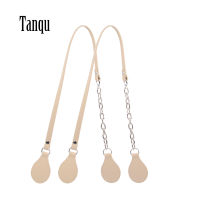 Tanqu New Arrival Long Edge Painting Handles Faux Leather Flat PU Belt and Drops with Thicken Shiny Chain for OBag for EVA O Bag