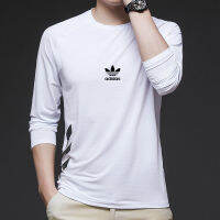 สำเร็จรูป Adidaseˉ  Breathable ความเร็วแห้งเสื้อยืดแขนยาวด้านบน, ผู้ชายน้ำแข็งผ้าไหมรอบคอวิ่งฝึกอบรมด้านบน