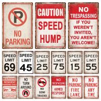 Speed Limit Tin Sign Traffic Metal Vintage Signs Retro Caution Warning No Parking Metal Plate For Home Yard Garden School Decor