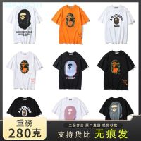 BAPE Japanese Popular Logo BAPE Classic Brown Ape Head Letter Printing Round Collar Loose Couple T-Shirts With Short Men And Women