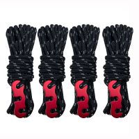 Military 4/6pcs Wind Rope with S Shaped Hooks Buckle for Outdoor Camping Hiking Survival Parachute Cord Lanyard Tents Rope Strap