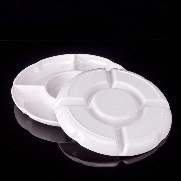 5-combined-round-plastic-tray-melamine-compartment-tray-size-13-inches-white-plastic-partition