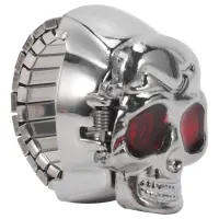 Red Eyes Skull Design Stretchy Band Quartz Ring Watch for Lady Men